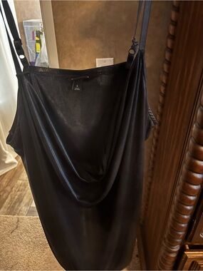 Black Satin Cowl Neck Slip top